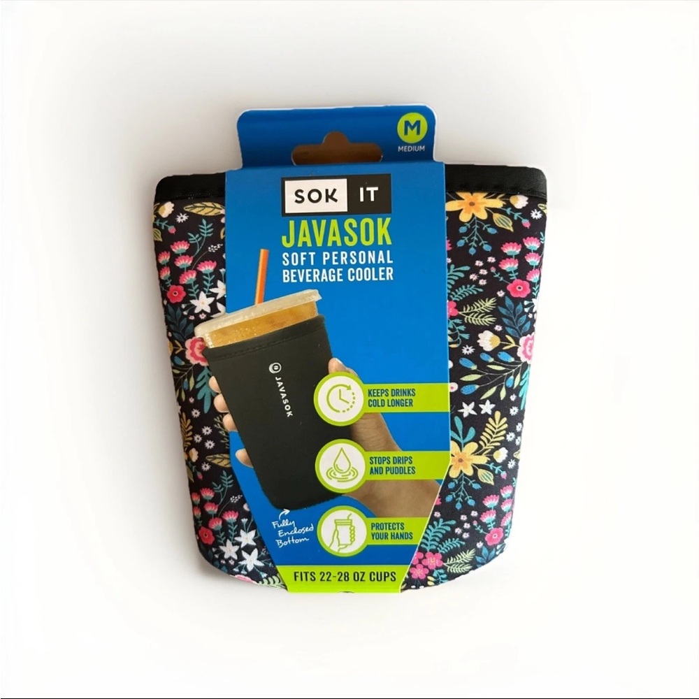 SOK IT Javasok Floral Coffee Cup Cozy Medium NWT Cold Insulator